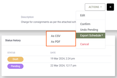 Invoice export schedule